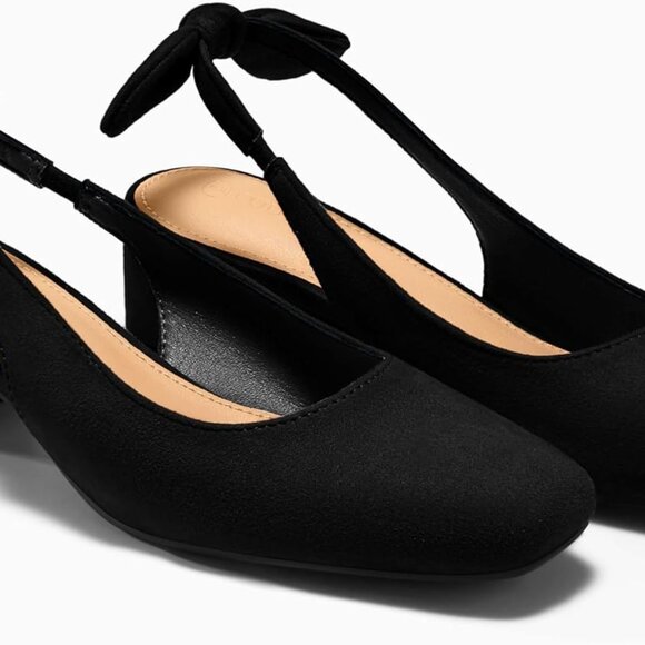 Women's Faux Suede Block Heel Pumps 9.5 Low Heel Square Toe Wedding Party - Picture 6 of 6